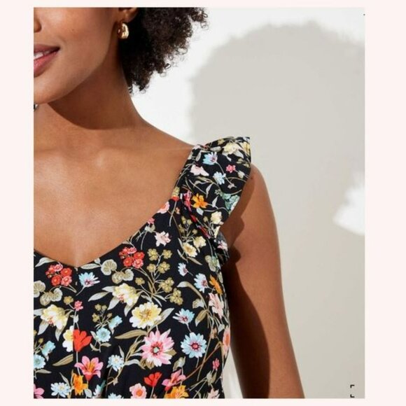 LOFT | Lily Ruffle Tie Front Floral Jumpsuit | Size 14 - Picture 3 of 10